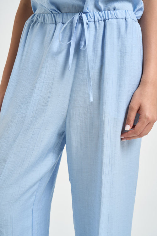 Pantalone donna con coulisse celeste - 2