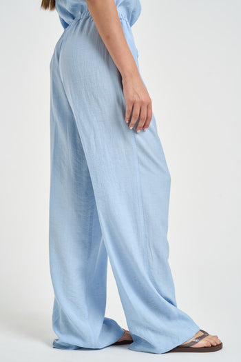 Pantalone donna con coulisse celeste - 5