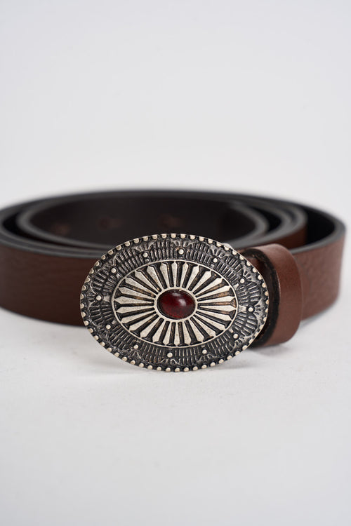 Cintura donna con fibbia decorativa marrone - 2