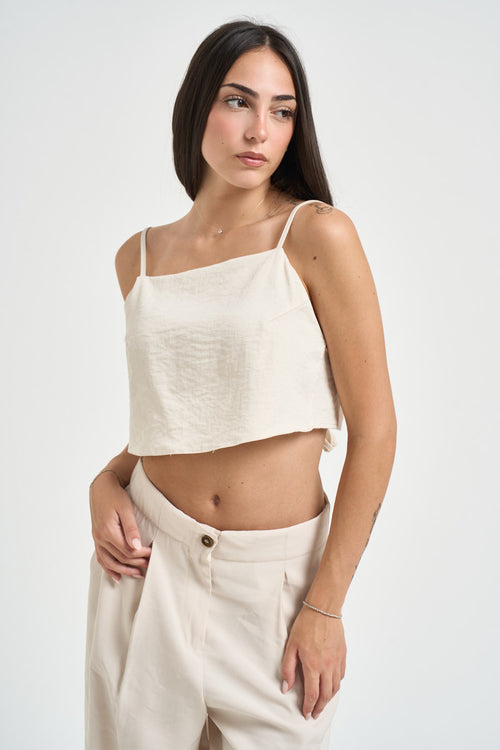 Top donna schiena scoperta panna - 2