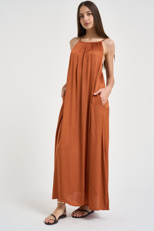 Abito donna lungo ruggine - 1