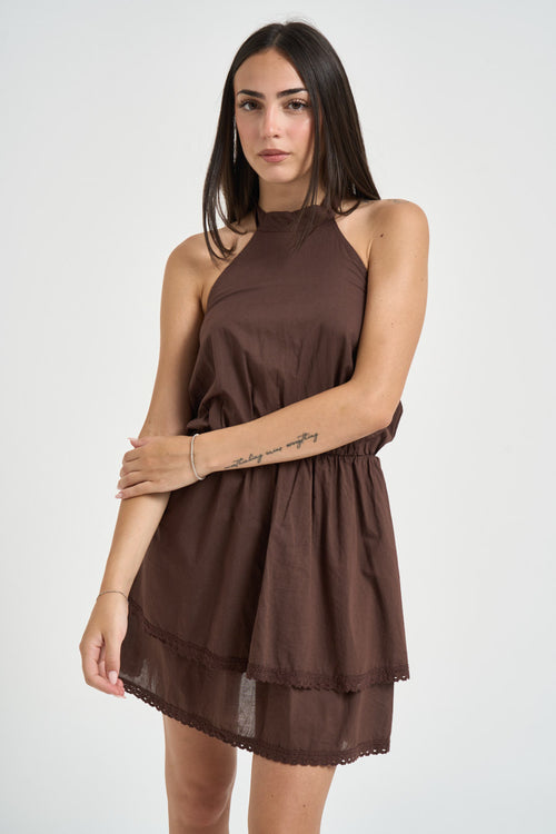 Abito donna scollo all'americana marrone - 2