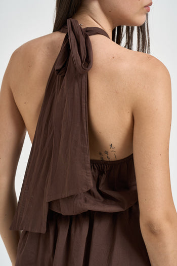 Abito donna scollo all'americana marrone - 5