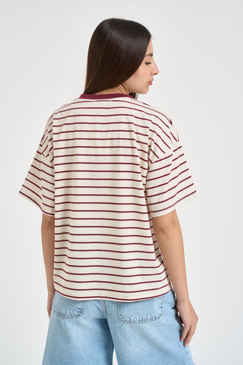 T-shirt donna a righe rossa - 3