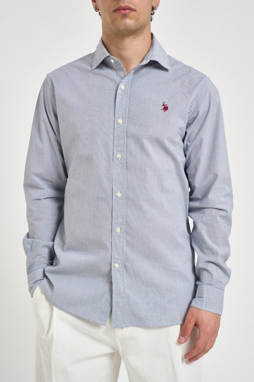 Camicia uomo a righe bianco e blu