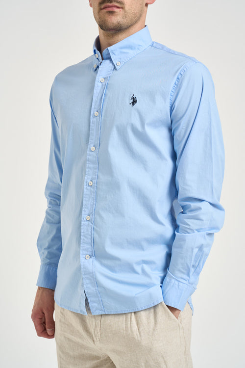Camicia uomo in popeline celeste - 1