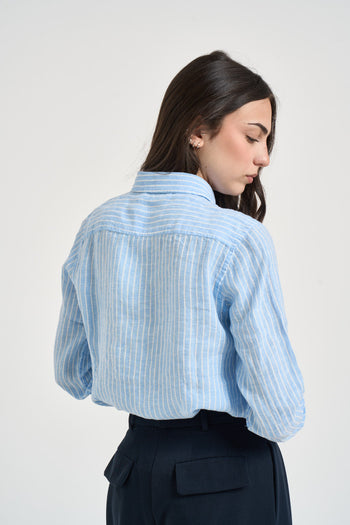 Camicia donna a righe celeste - 3