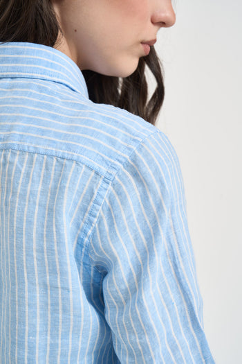 Camicia donna a righe celeste - 4
