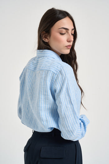 Camicia donna a righe celeste - 5