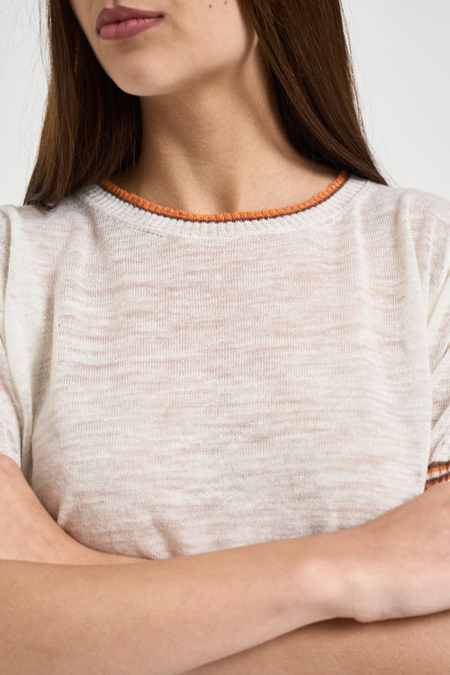 T-shirt donna in maglia burro - 2