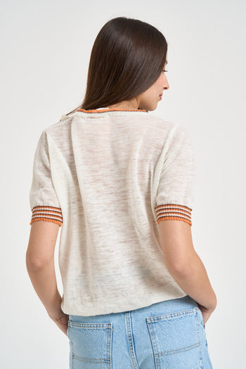 T-shirt donna in maglia burro - 3