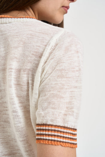 T-shirt donna in maglia burro - 4