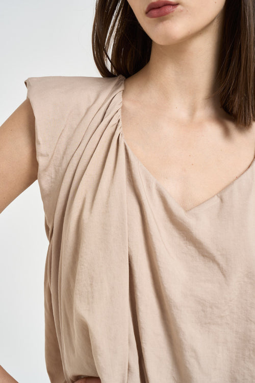 Top donna a palloncino beige - 2