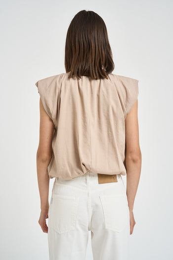 Top donna a palloncino beige - 3