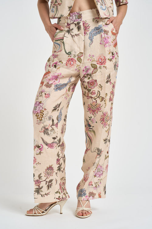 Pantalone donna a palazzo in fantasia floreale