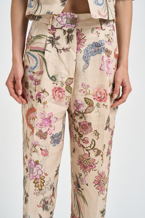 Pantalone donna a palazzo in fantasia floreale - 2