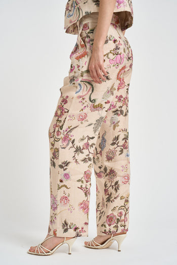 Pantalone donna a palazzo in fantasia floreale - 3
