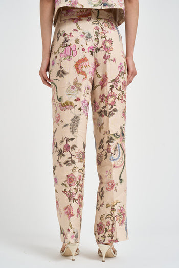 Pantalone donna a palazzo in fantasia floreale - 4