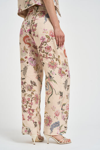 Pantalone donna a palazzo in fantasia floreale - 5