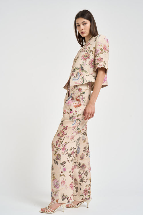 Giacca donna cropped in fantasia floreale - 2