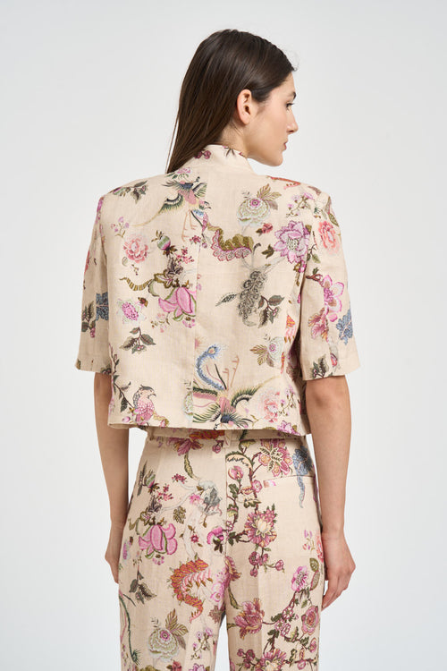 Giacca donna cropped in fantasia floreale - 2