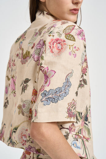 Giacca donna cropped in fantasia floreale - 3