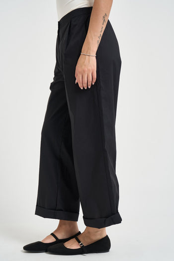 Pantalone donna con pinces nero - 3