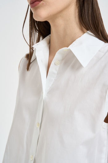 Camicia donna smanicata bianca in cotone - 3