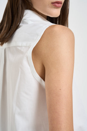 Camicia donna smanicata bianca in cotone - 6