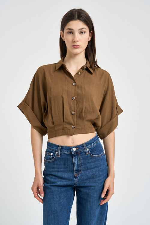 Camicia donna cropped moro