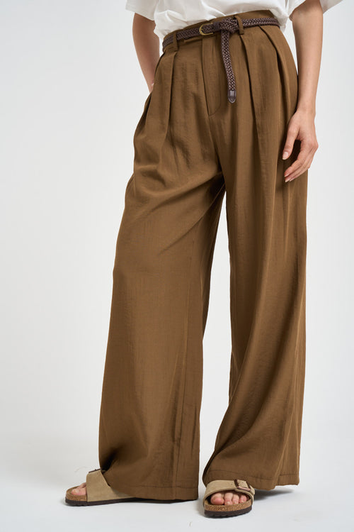 Pantalone donna a palazzo marrone