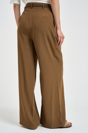 Pantalone donna a palazzo marrone - 3