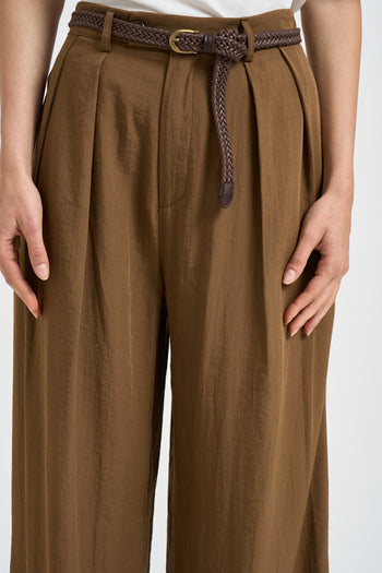 Pantalone donna a palazzo marrone - 4