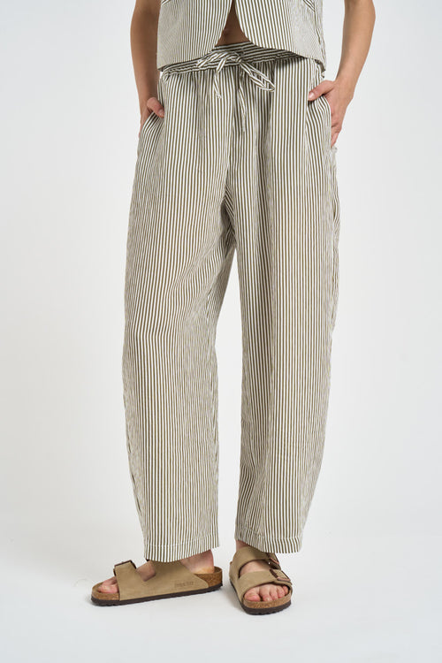 Pantalone donna a righe verdi e bianche - 1