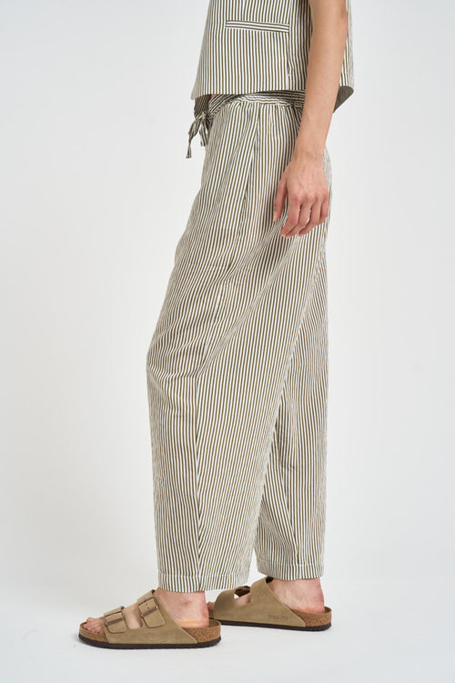 Pantalone donna a righe verdi e bianche - 2
