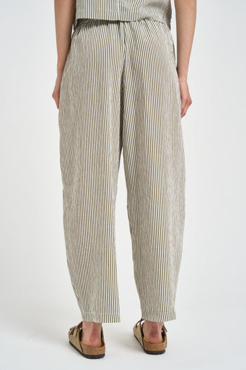 Pantalone donna a righe verdi e bianche - 3