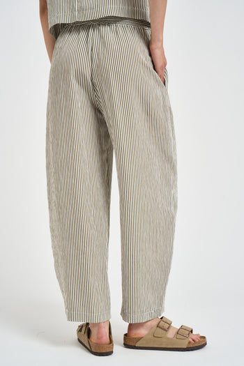 Pantalone donna a righe verdi e bianche - 4