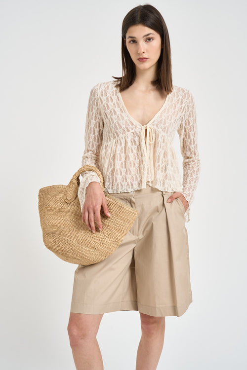 Bermuda donna con pinces beige