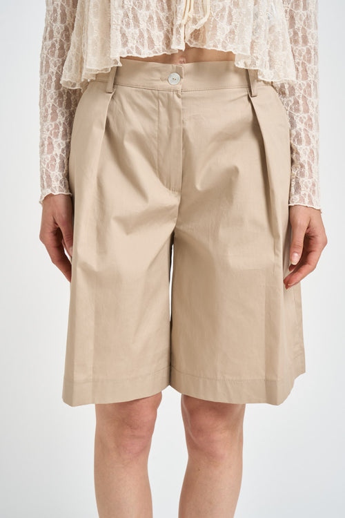 Bermuda donna con pinces beige - 2