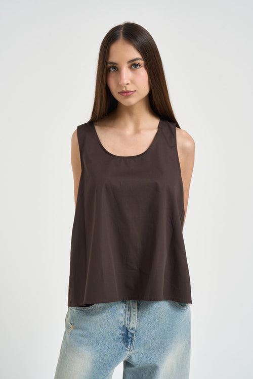 Top donna con fiocco sul retro testa di moro