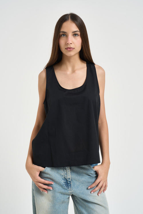 Top donna con fiocco sul retro nero