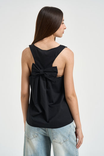 Top donna con fiocco sul retro nero - 3