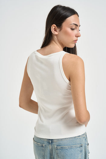 Top donna a costine bianco - 3