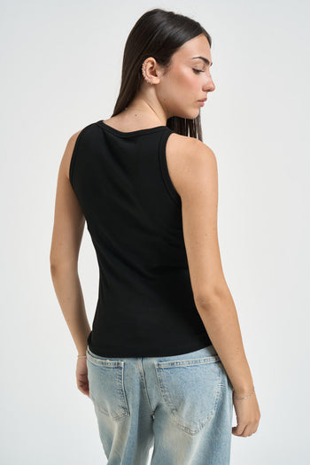 Top donna a costine nero - 3