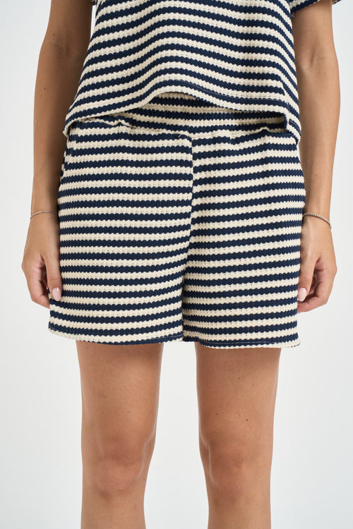 Shorts donna a righe blu e panna