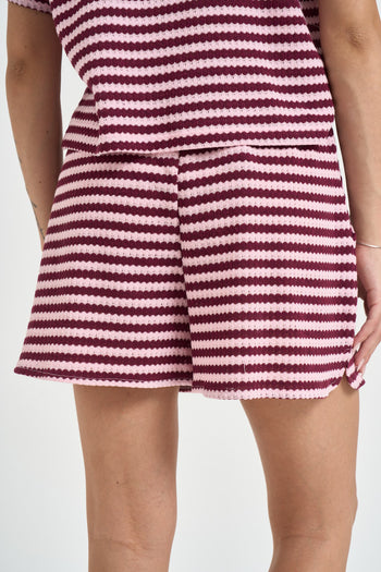 Shorts donna a righe rosa e bordeaux - 3