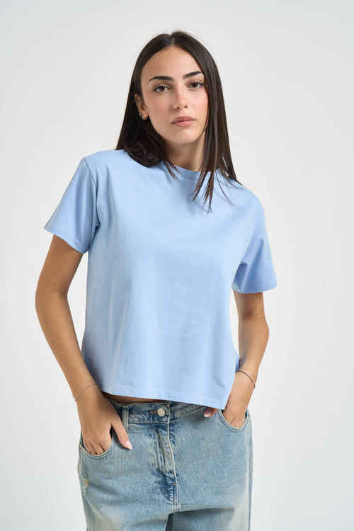 T-shirt donna a maniche corte celeste