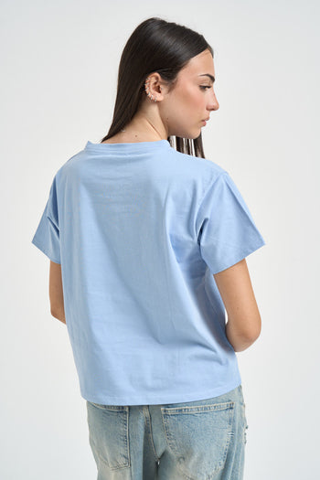 T-shirt donna a maniche corte celeste - 3