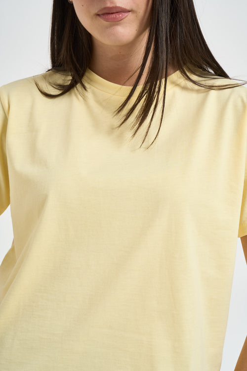 T-shirt donna a maniche corte giallo pastello - 2