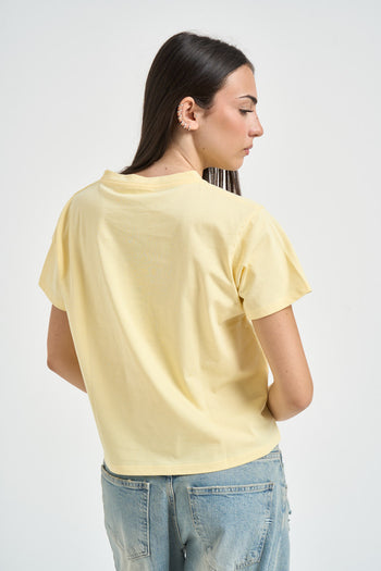 T-shirt donna a maniche corte giallo pastello - 3